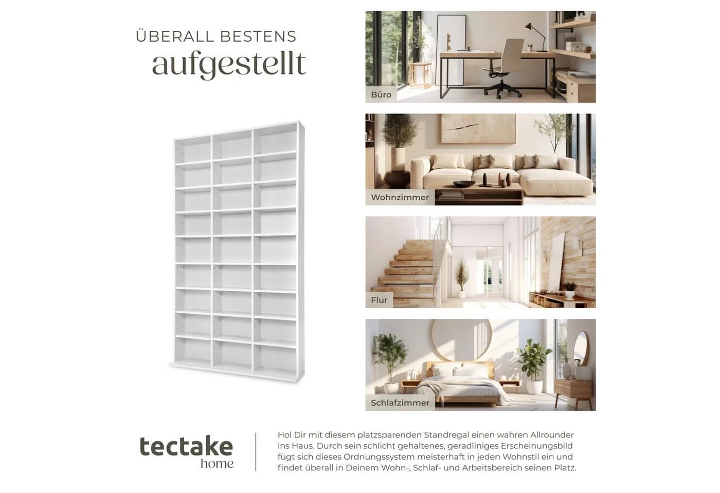 tectake CD-Regal Christel Weiß Holzoptik 1080 CDs - Bild 5