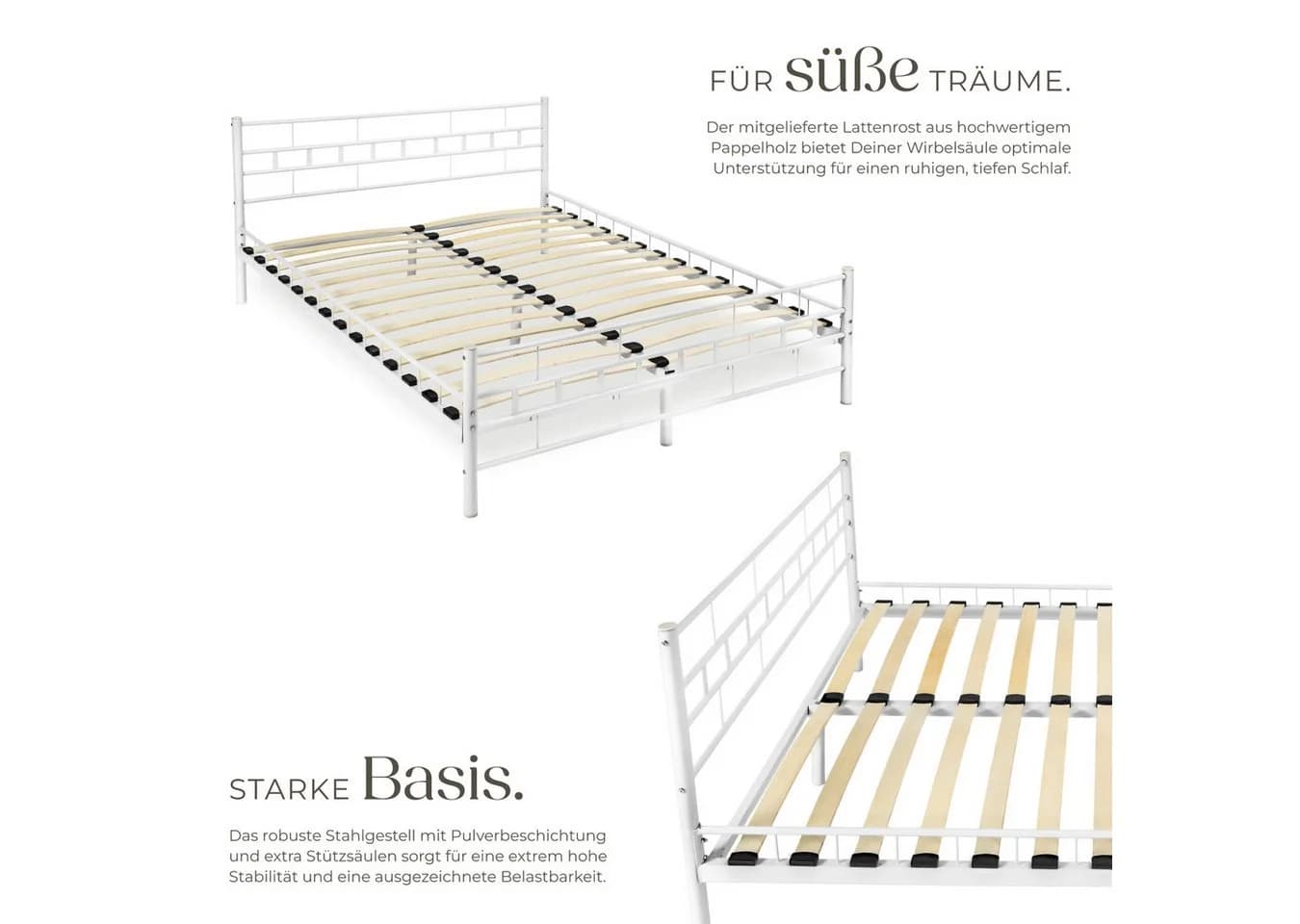 tectake Metallbett robustes Stahlgestell - Bild 3
