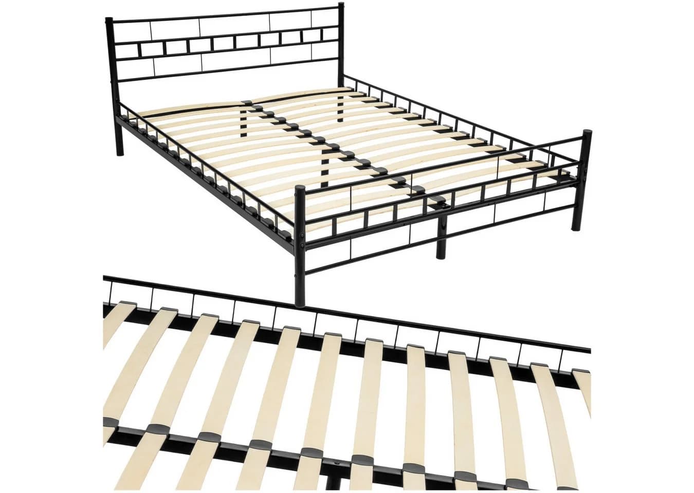 TECTAKE Metallbett Schwarz mit integriertem Lattenrost - Bild 2