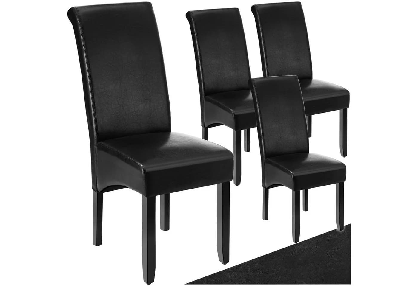 tectake Esszimmerstuhl Set 4 Stuhl Schwarz Kunstleder Massivholz - Bild 2