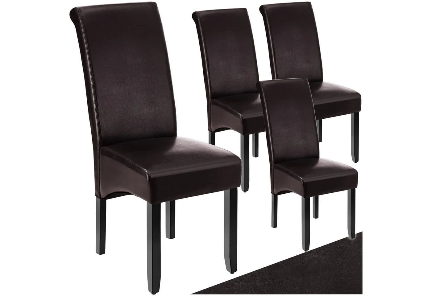 tectake Esszimmerstuhl Set 4 St. Ergonomisch Massivholz Braun Kunstleder - Bild 2