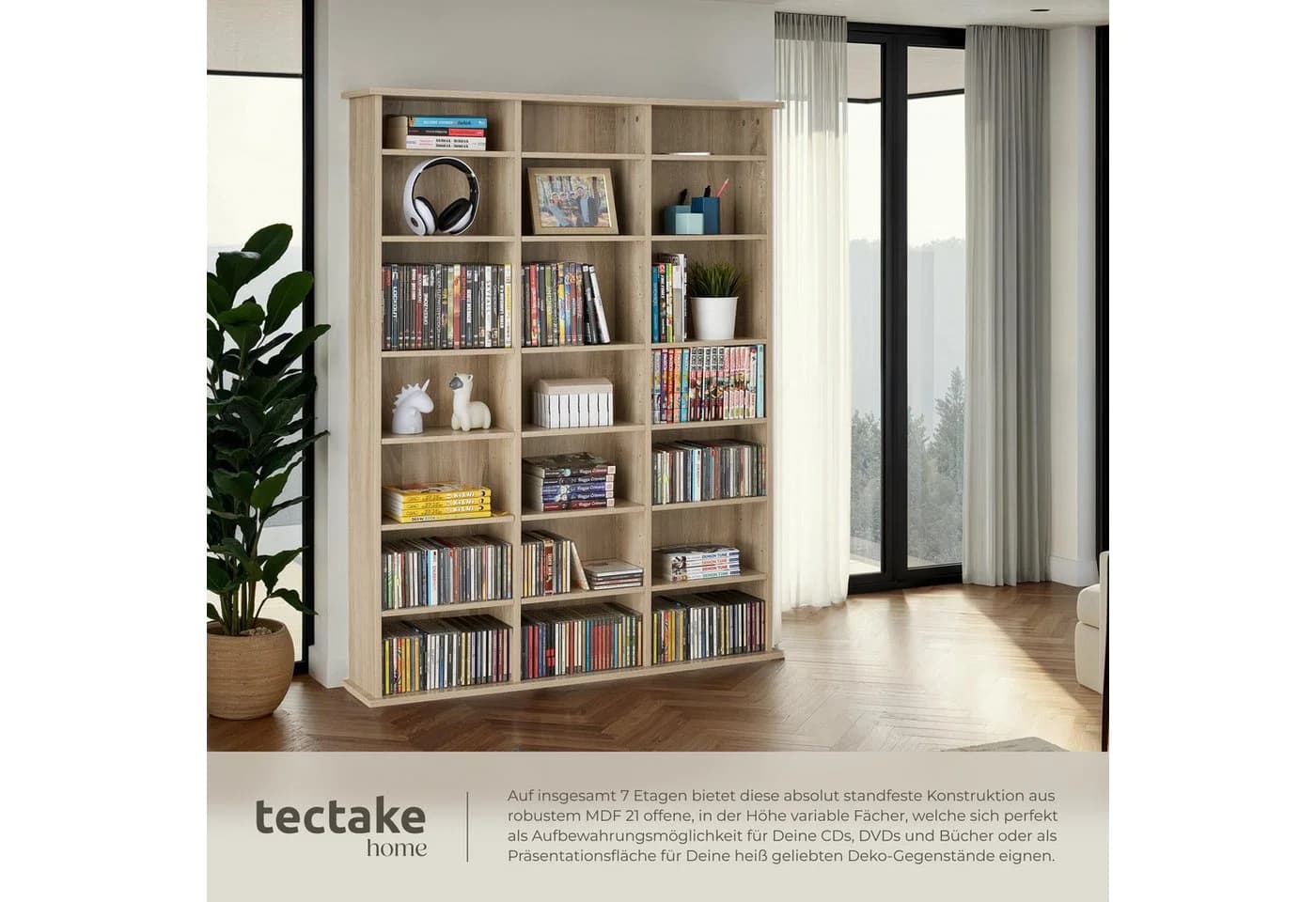 TECTAKE CD-Regal Stevie in Holzoptik mit höhenverstellbaren Böden - Bild 3