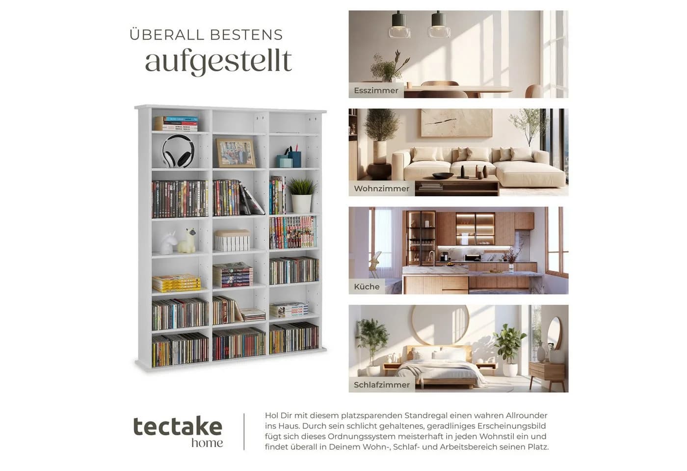 TECTAKE CD-Regal Stevie Weiß Matt Höhenverstellbar - Bild 5