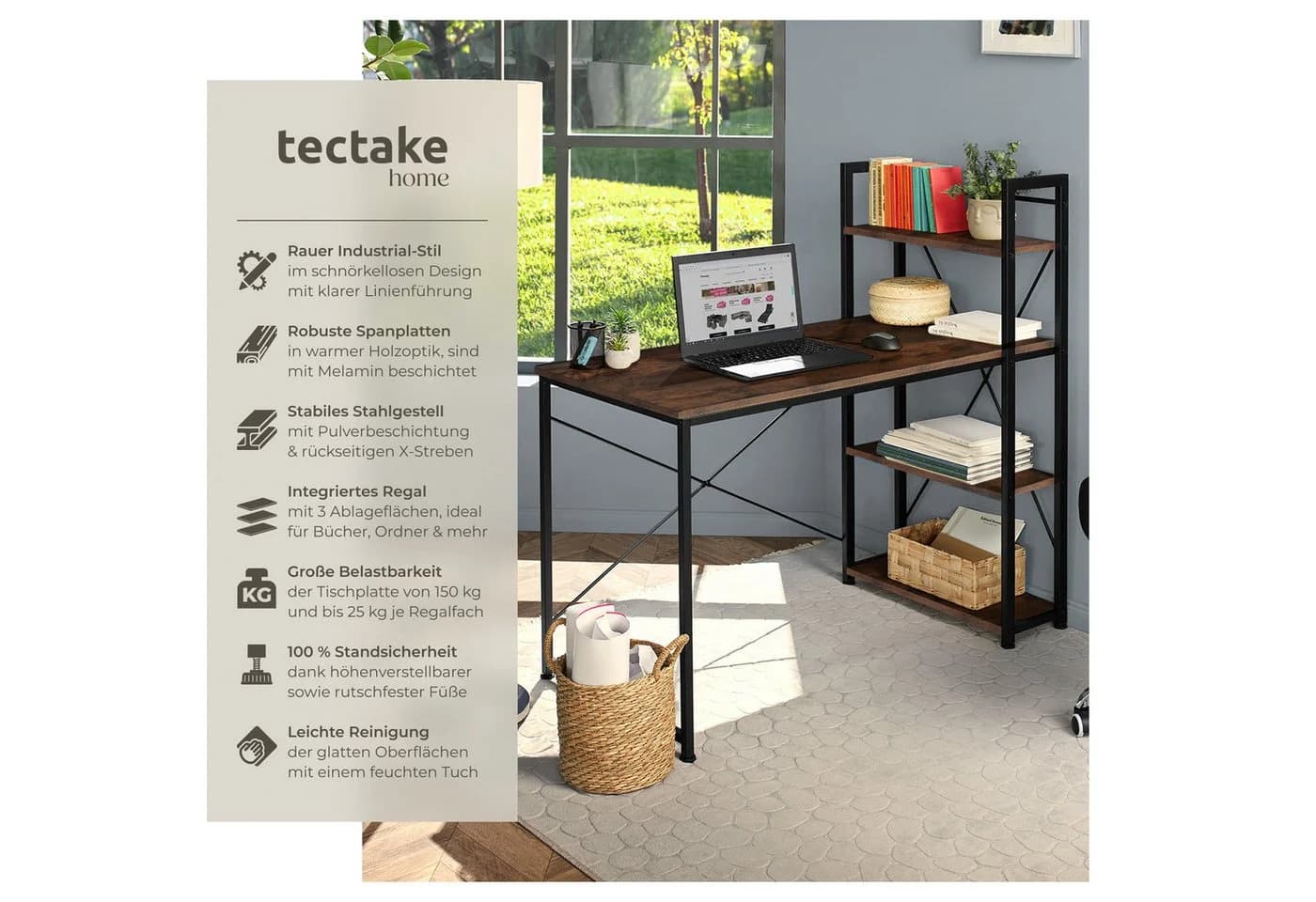 tectake Computer-Schreibtisch Industrial Style