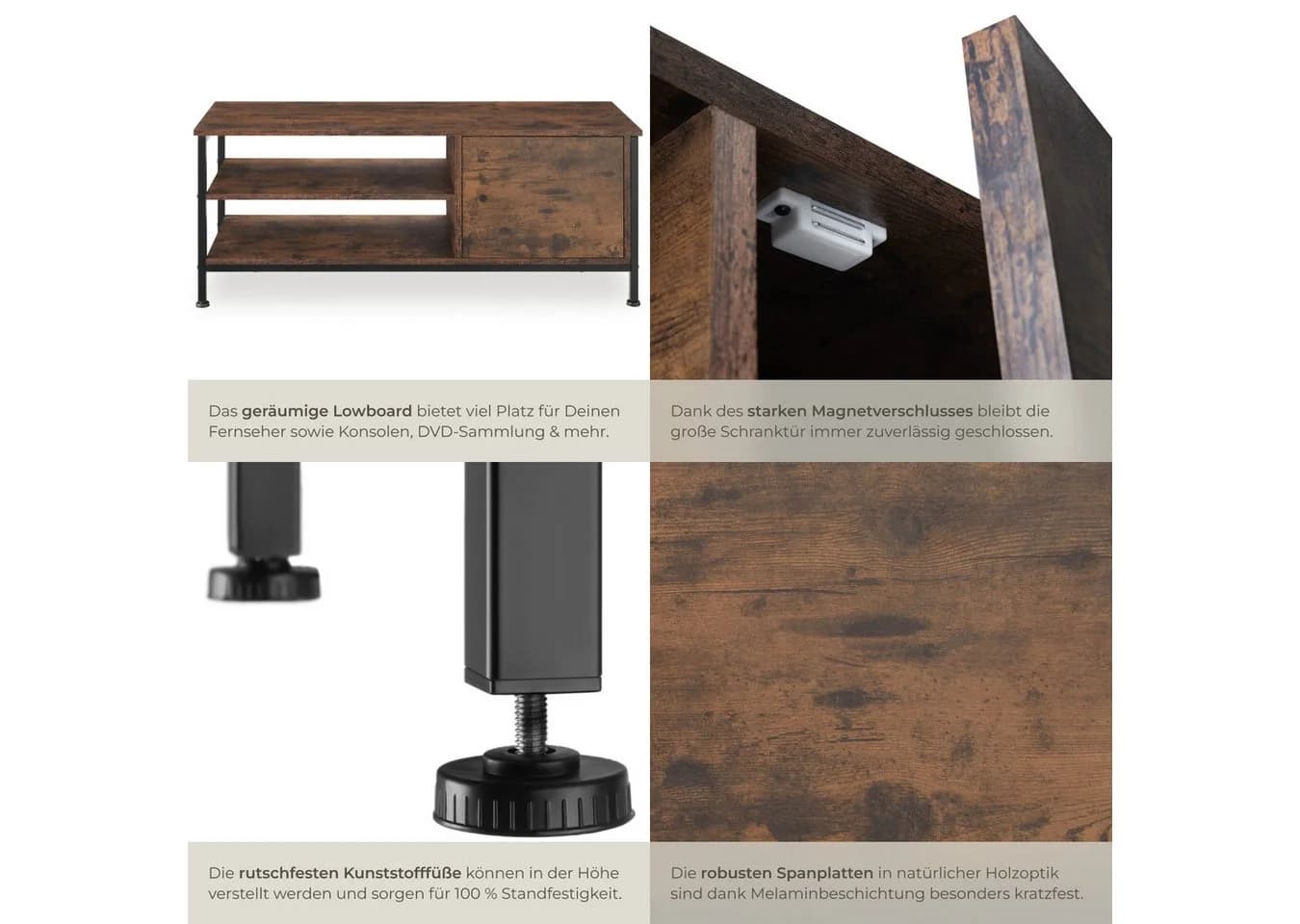tectake Lowboard TV-Regal Industrial Style - Bild 5