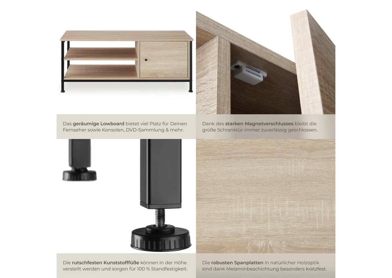 tectake Lowboard TV-Regal Industrial Style - Bild 5