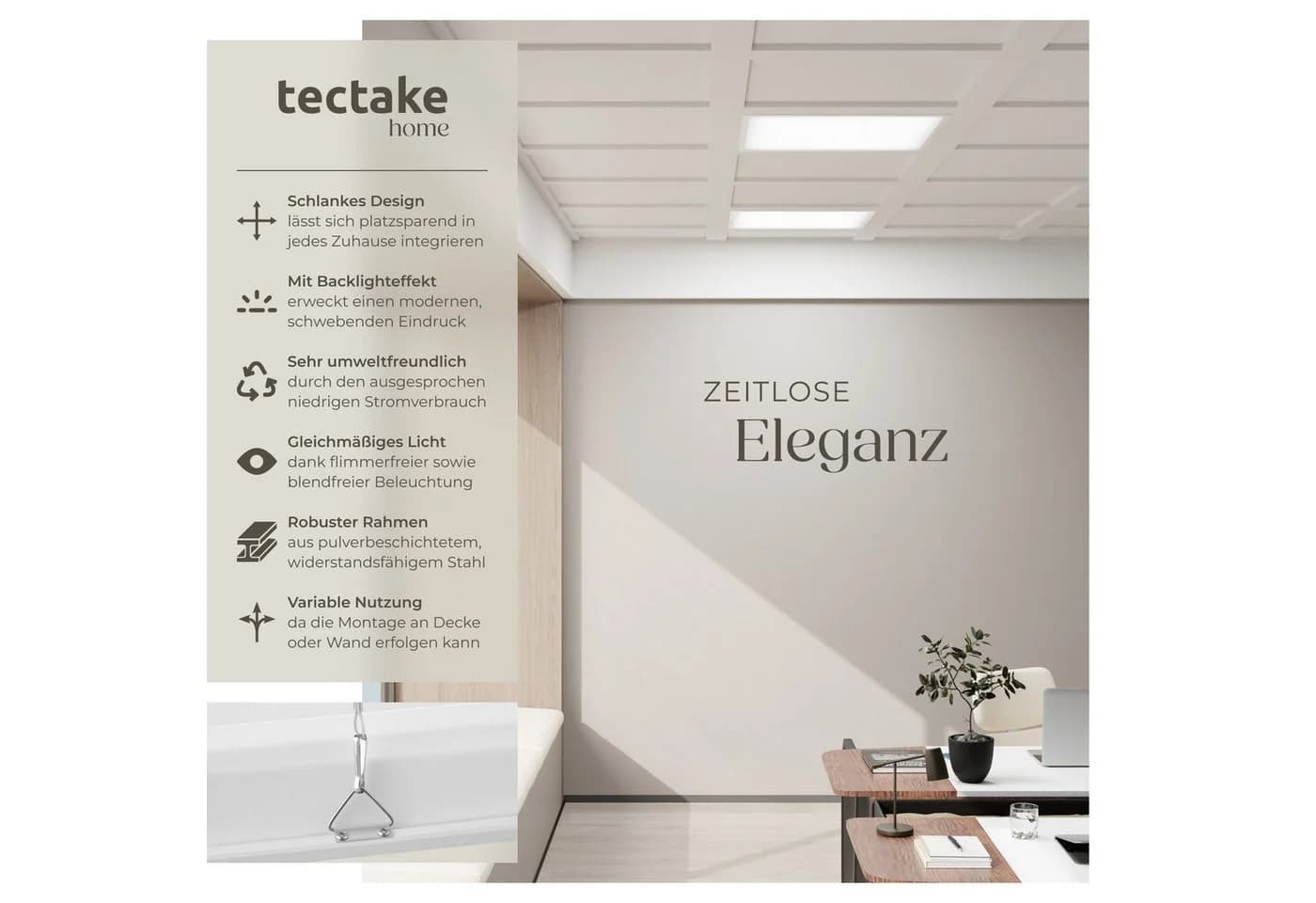 tectake LED-Paneel Lucerna Deckenleuchte Modernes LED-Paneel mit schwebendem Blacklighteffekt - Bild 1