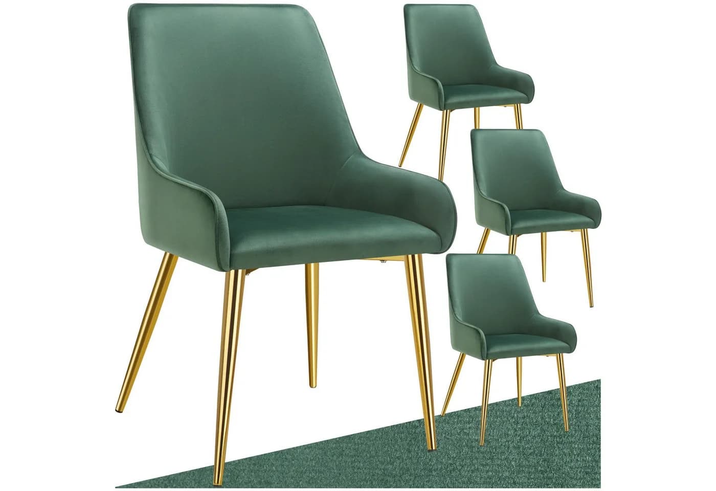 tectake Esszimmerstuhl Avane Samtoptik Grün 4er Set - Bild 2