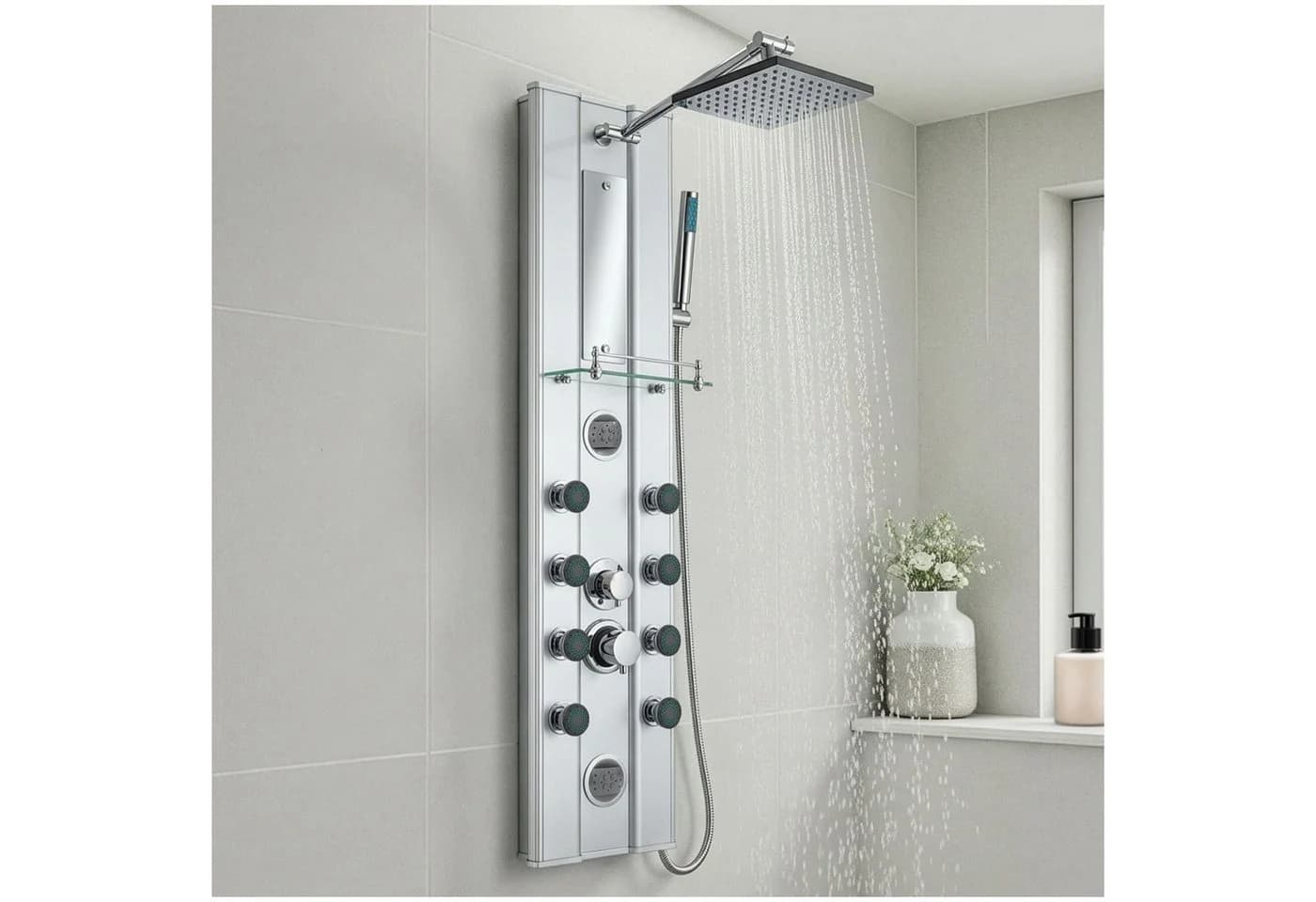 tectake Duscharmatur Aluminium Duschpaneel Regendusche Silber - Bild 2