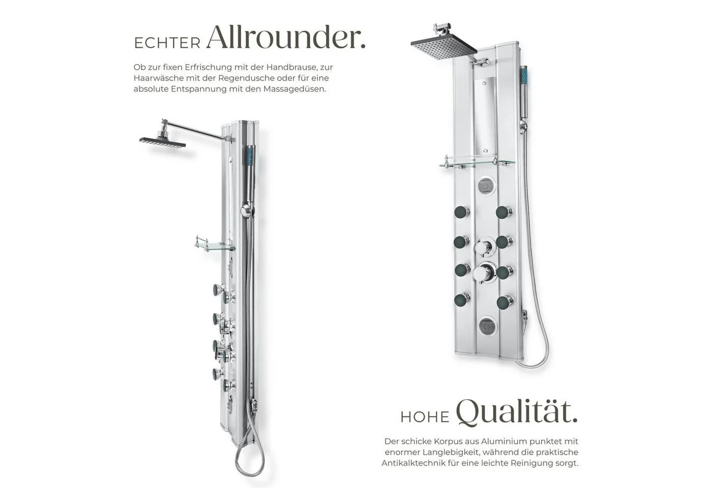 tectake Duscharmatur Aluminium Duschpaneel Regendusche Silber - Bild 3