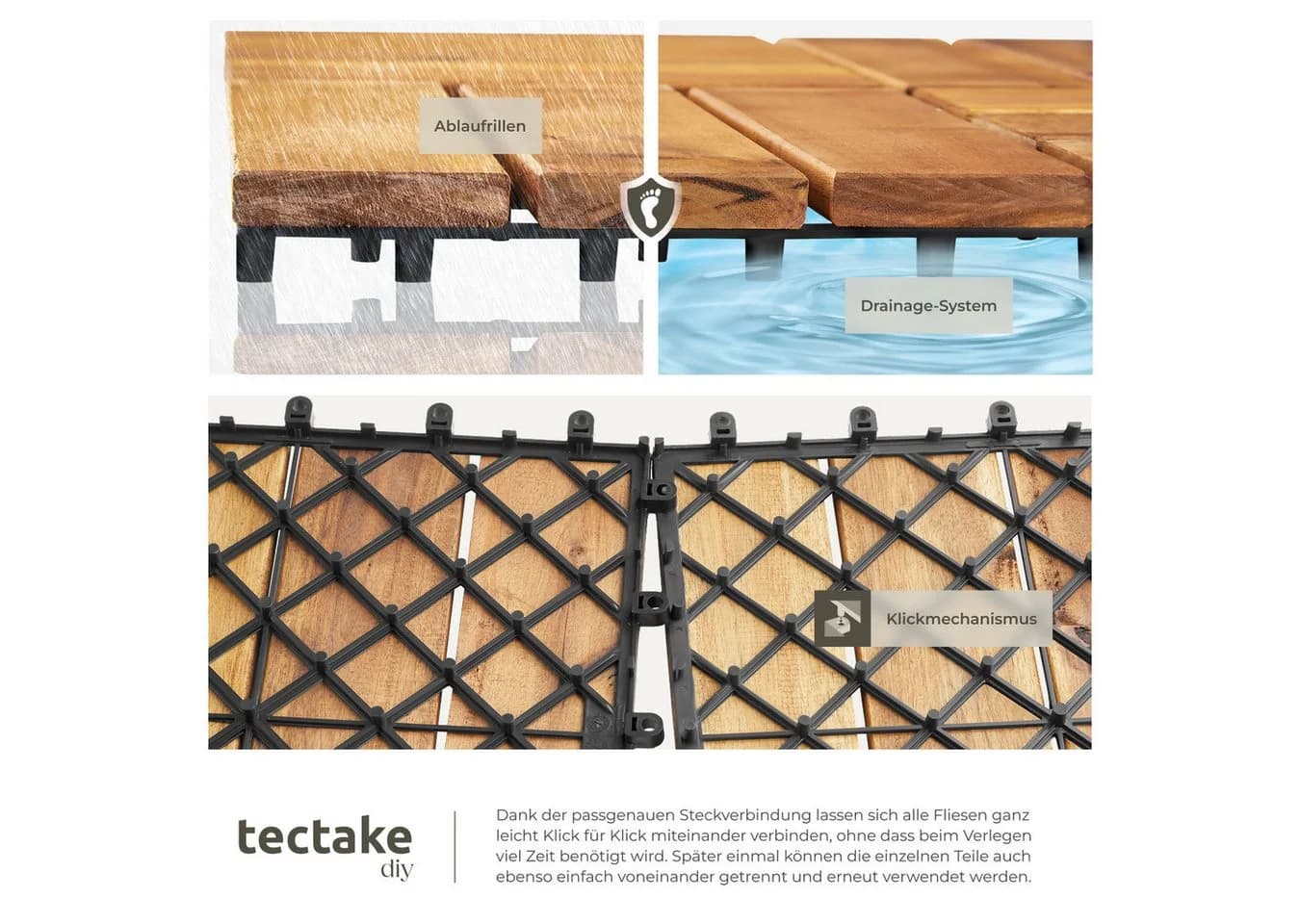 TECTAKE Terrassenfliesen Tabula Akazienholz Mosaik-Design - Bild 5