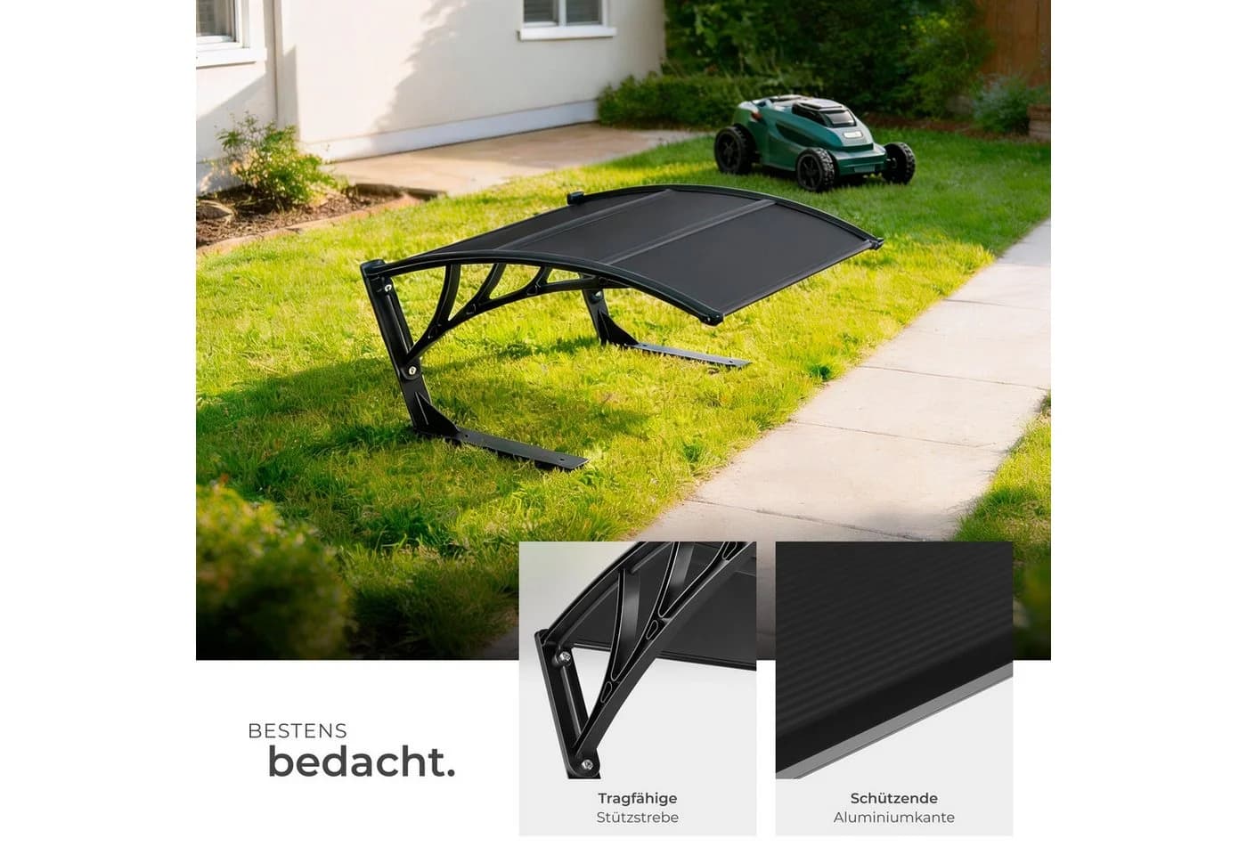 tectake Mähroboter-Garage Rasenmäher-Roboter-Garage, Dach aus UV-beständigem Polycarbonat und Aluminium - Bild 4