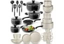 TECTAKE Kochbesteck-Set 45-tlg. Schwarz/Grau Steingut Aluminium Bild 2