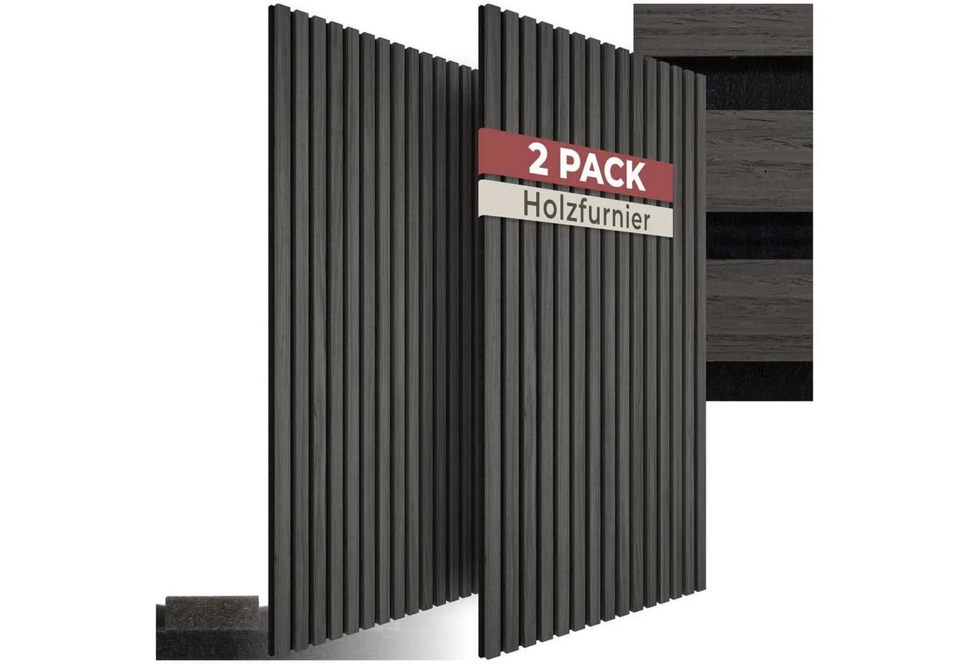 TECTAKE Akustikpaneel Wandpaneel Echtholzfurnier Schwarz 50x110 cm - Bild 2