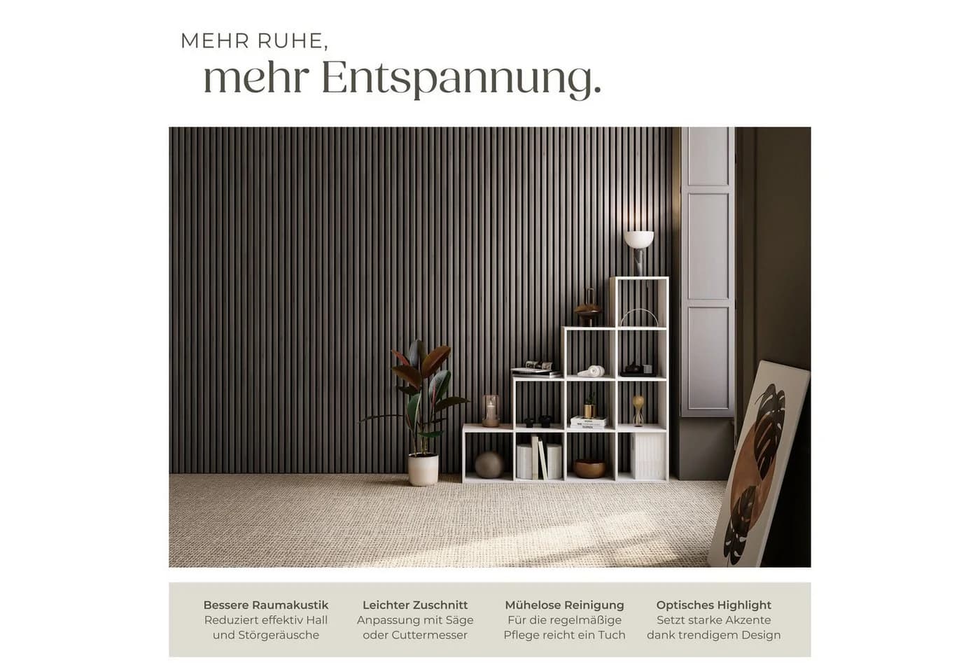 TECTAKE Akustikpaneel Wandpaneel Echtholzfurnier Eiche Grau - Bild 3