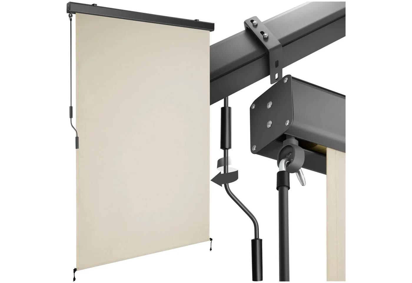 tectake Seitenarmmarkise Eloise Beige UV-Schutz 50+ Kurbel - Bild 2
