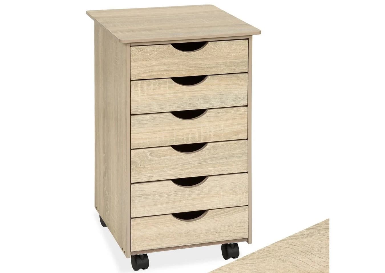 tectake Rollcontainer aus Holz mit 6 Schubladen - Bild 2