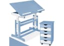 TECTAKE Kinderschreibtisch Höhenverstellbar Blau mit Rollcontainer Bild 2