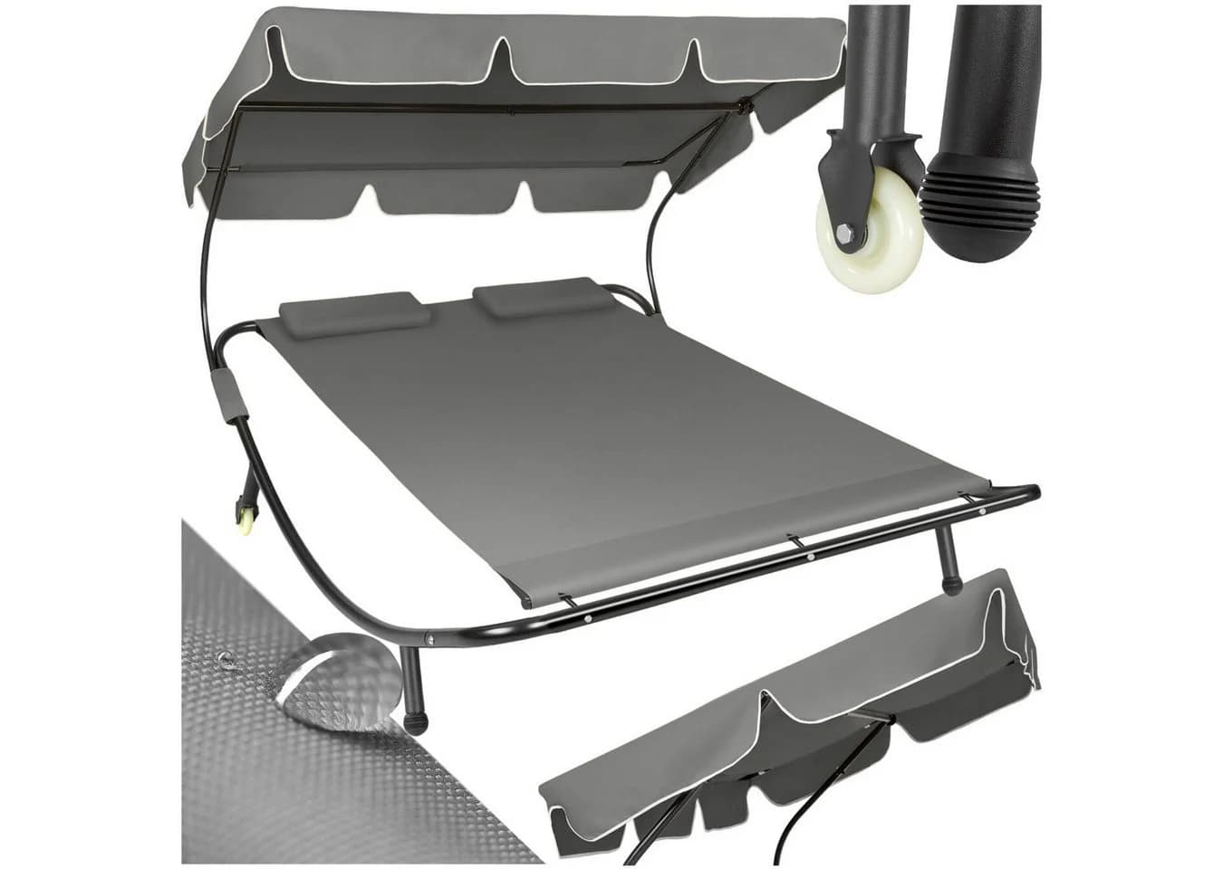 tectake Gartenliege Livorno 2-Personen Schwarz Grau UV-beständig - Bild 2