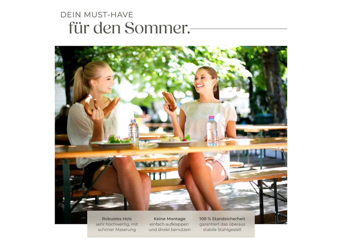 tectake Bierzeltgarnitur Festzeltgarnitur Ralf 3-tlg. Klappbar - Bild 3