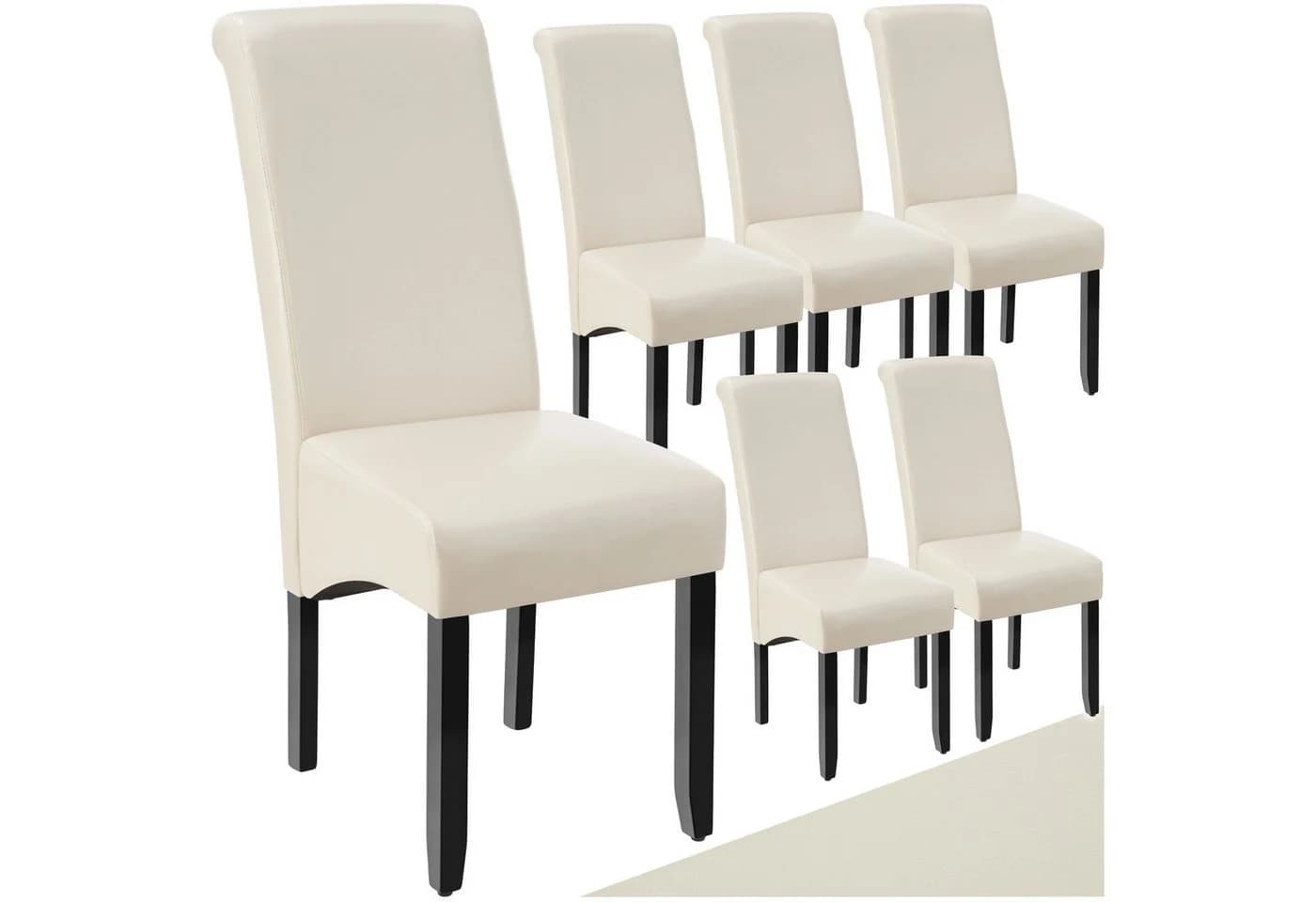 tectake Esszimmerstuhl Küchenstuhl Ergonomisch Massives Hartholz Set 6 St. Kunstleder - Bild 2