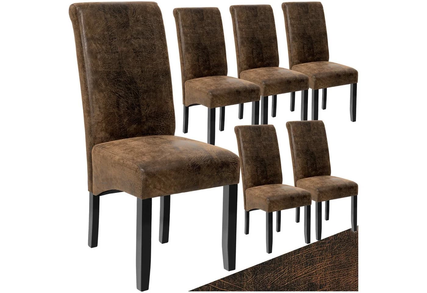 tectake Esszimmerstuhl Küchenstuhl, ergonomisch, massives Hartholz (Set, 6 St) - Bild 2