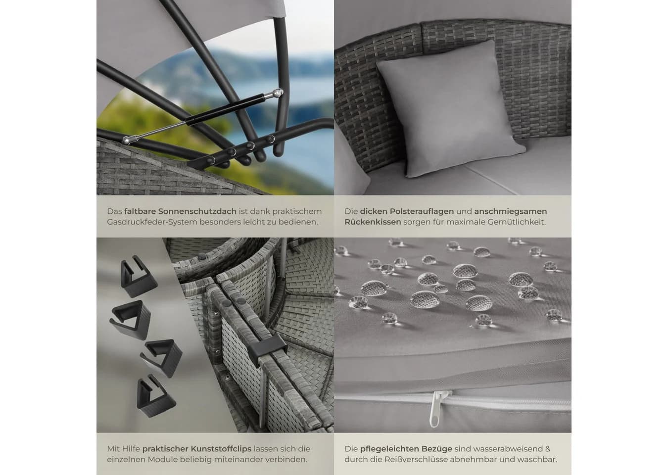 Tectake Rattan Sonneninsel Santorin UV-beständig Polyrattan - Bild 5