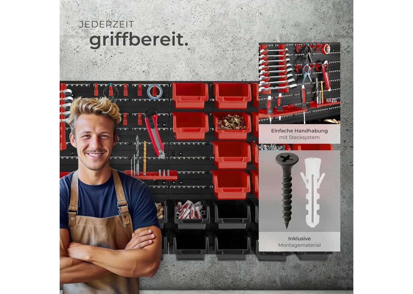 TecTake Kleinteilemagazin 88-teilig mit 4 Wandplatten - Bild 4
