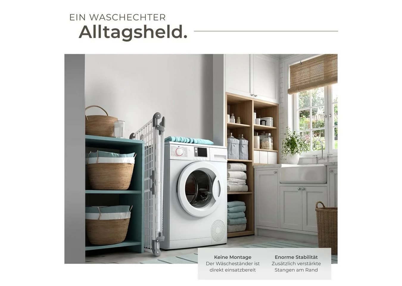 tectake Wäscheständer klappbar mit 2 Kleinteilehaltern - Bild 4
