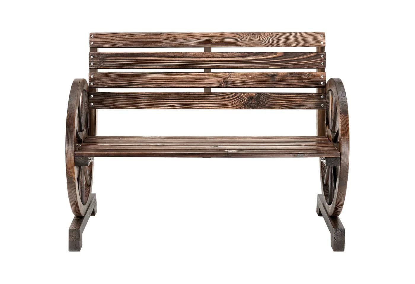 tectake Gartenbank Howdy 2-Sitzer Wagenraddesign braun Massivholz