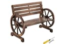 tectake Gartenbank Howdy 2-Sitzer Wagenraddesign braun Massivholz Bild 2