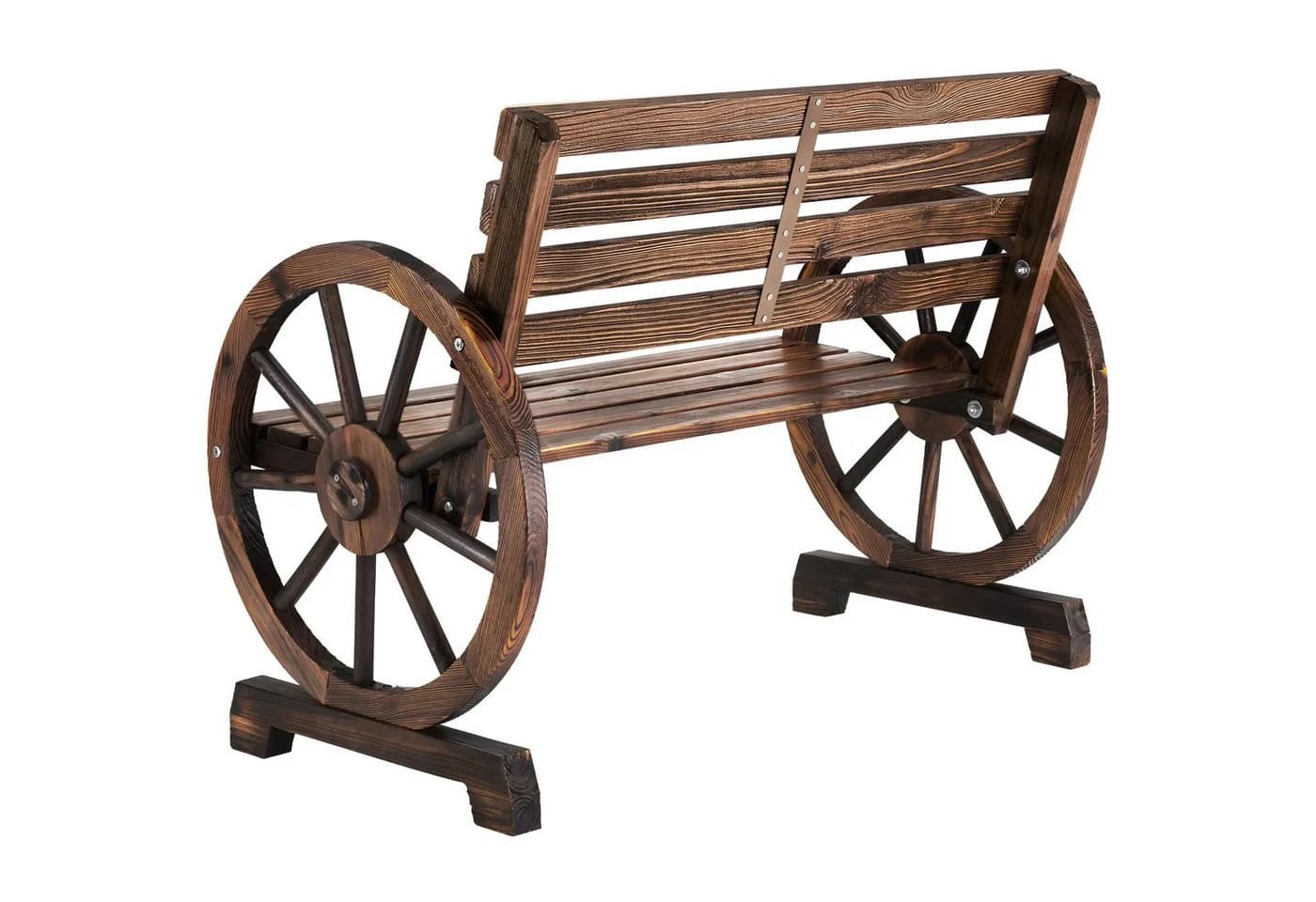 tectake Gartenbank Howdy 2-Sitzer Wagenraddesign braun Massivholz - Bild 3