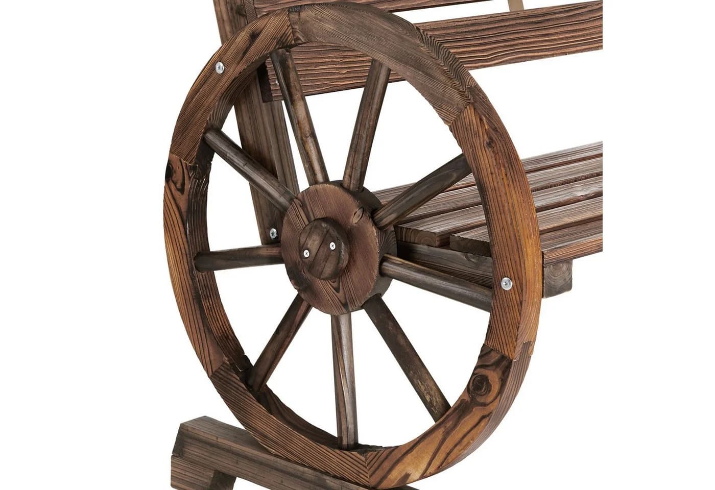 tectake Gartenbank Howdy 2-Sitzer Wagenraddesign braun Massivholz - Bild 4