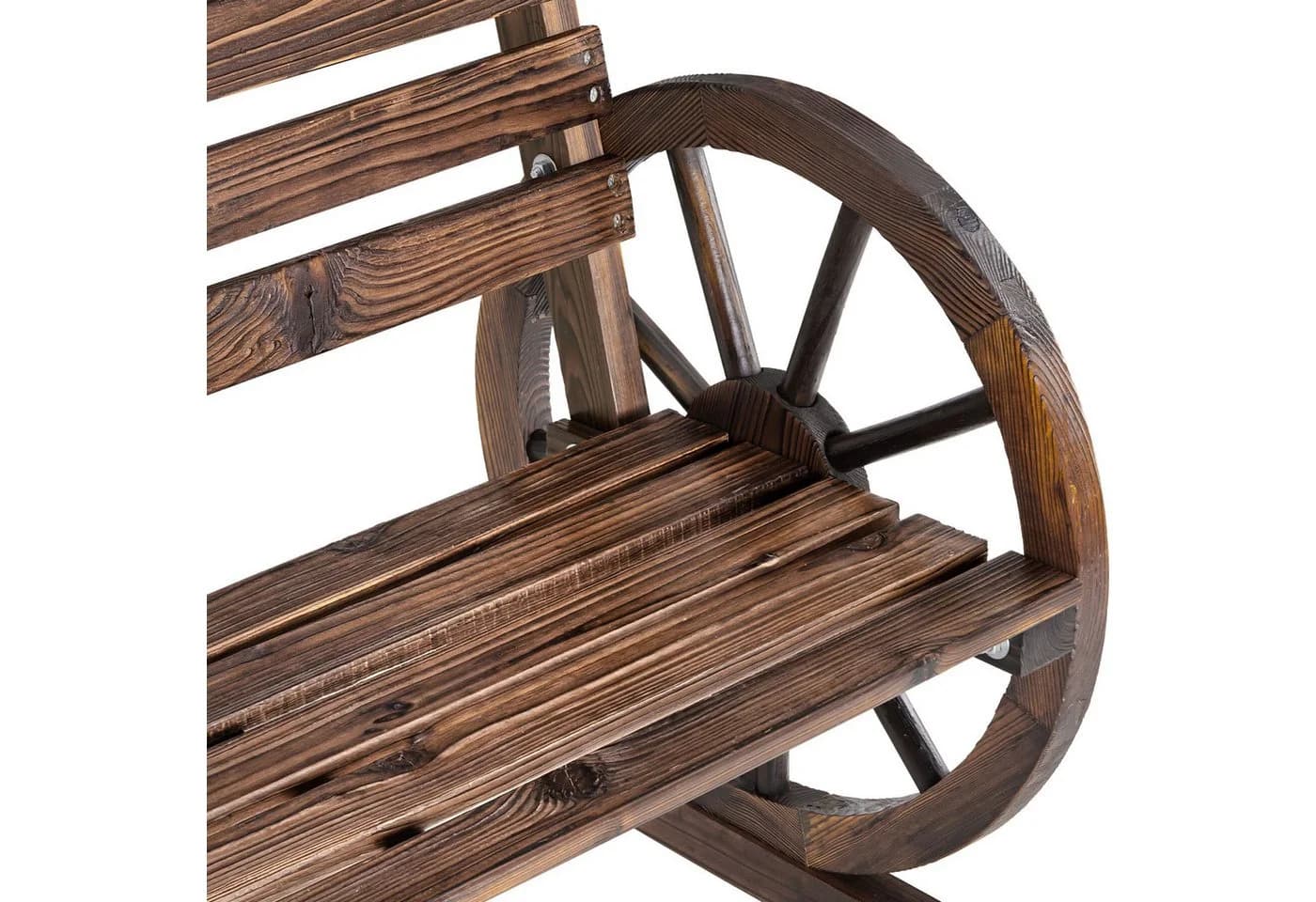 tectake Gartenbank Howdy 2-Sitzer Wagenraddesign braun Massivholz - Bild 5