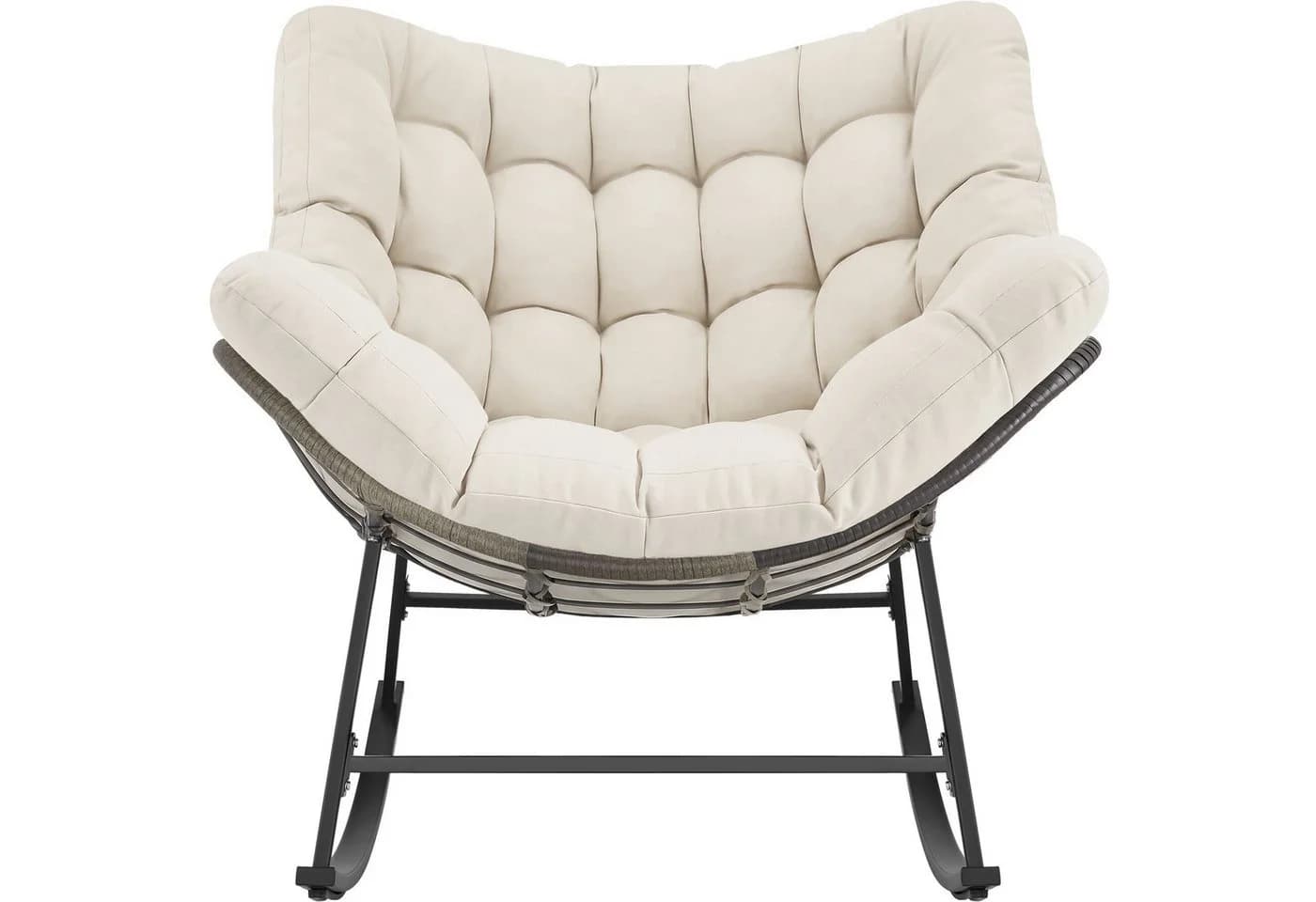 TECTAKE Schaukelstuhl Tami Beige mit waschbarem Polster