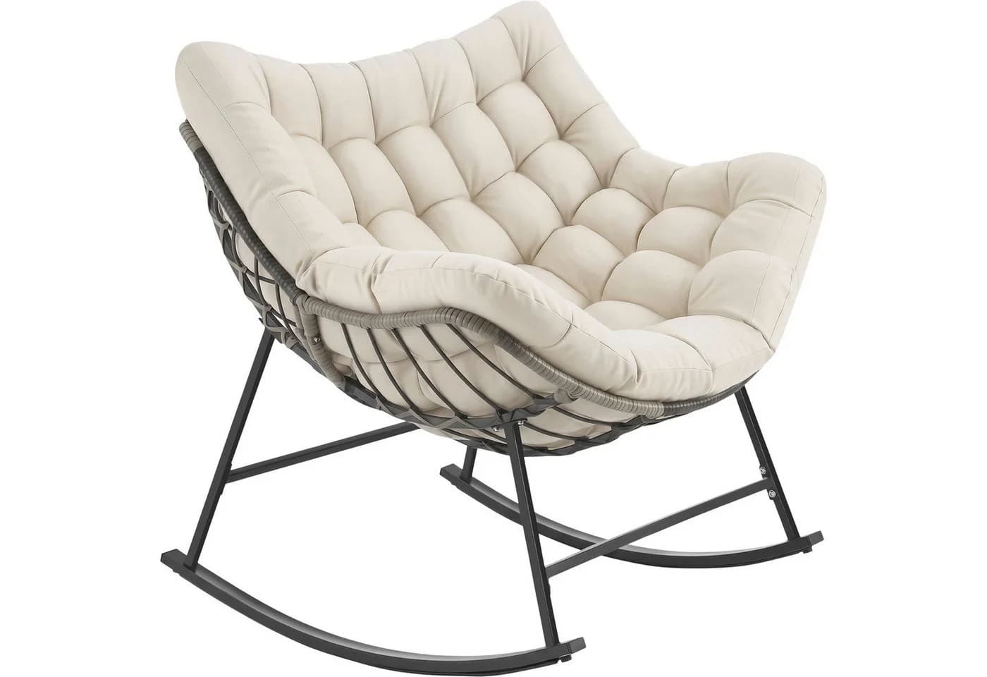TECTAKE Schaukelstuhl Tami Beige mit waschbarem Polster - Bild 2