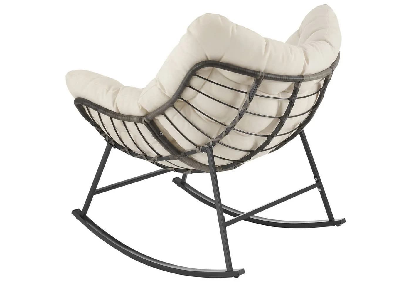 TECTAKE Schaukelstuhl Tami Beige mit waschbarem Polster - Bild 4