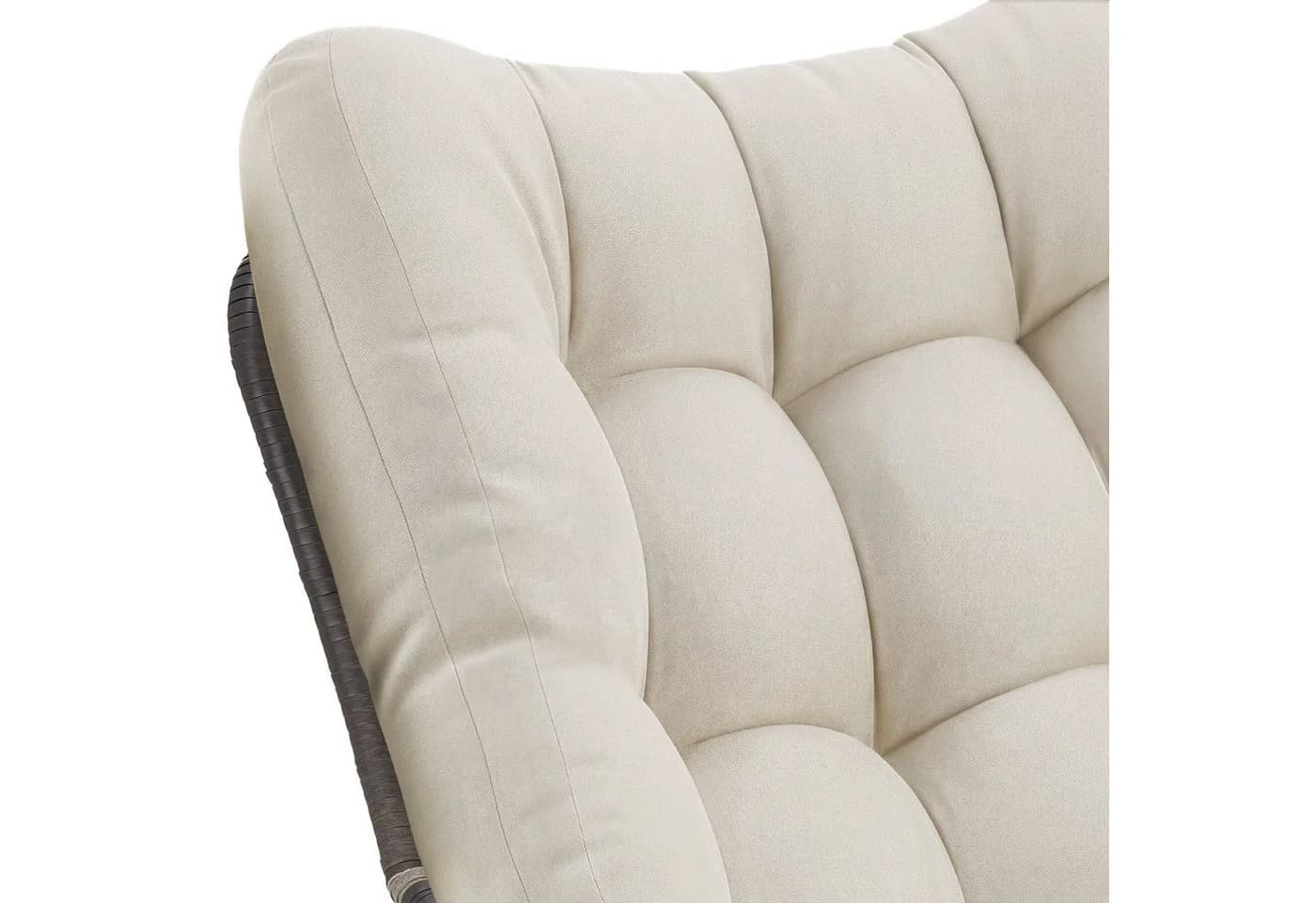 TECTAKE Schaukelstuhl Tami Beige mit waschbarem Polster - Bild 5