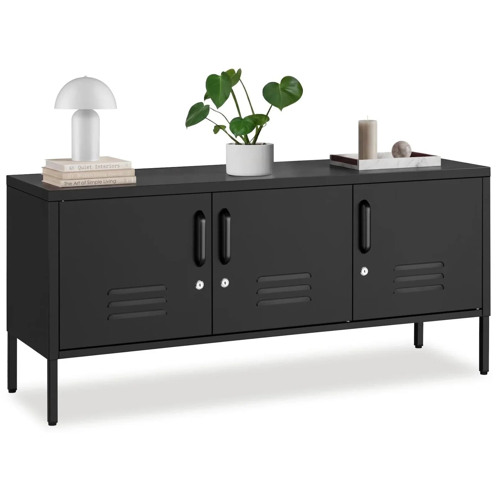 tectake Sideboard 3 Türen Magnetverschluss abschließbar