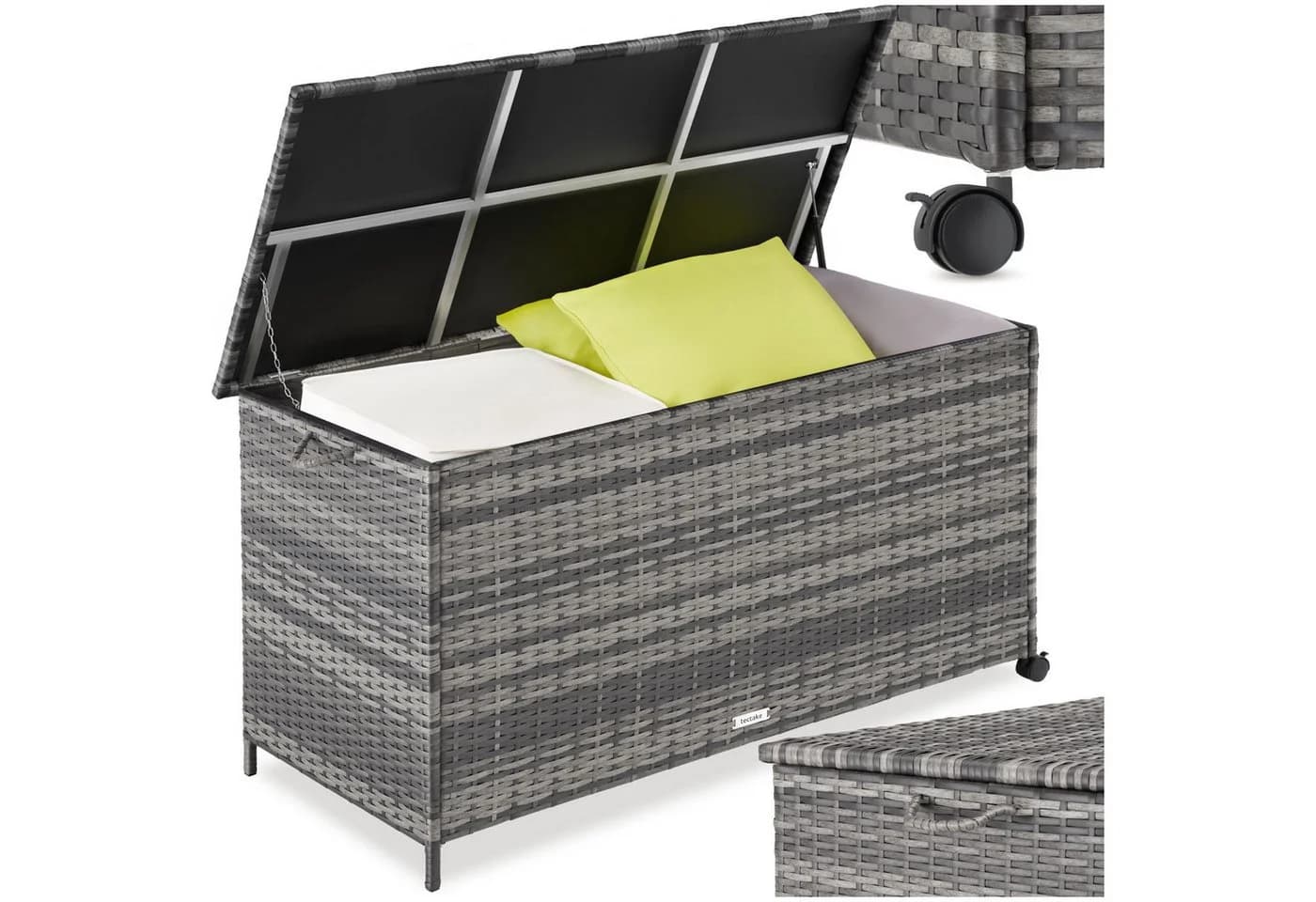 tectake Auflagenbox 253 l mit Hubautomatik und Aluminiumgestell - Bild 3