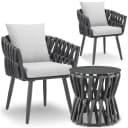 tectake Gartenlounge-Set 3-tlg. Anthrazit Aluminium mit Glasplatte Bild 1