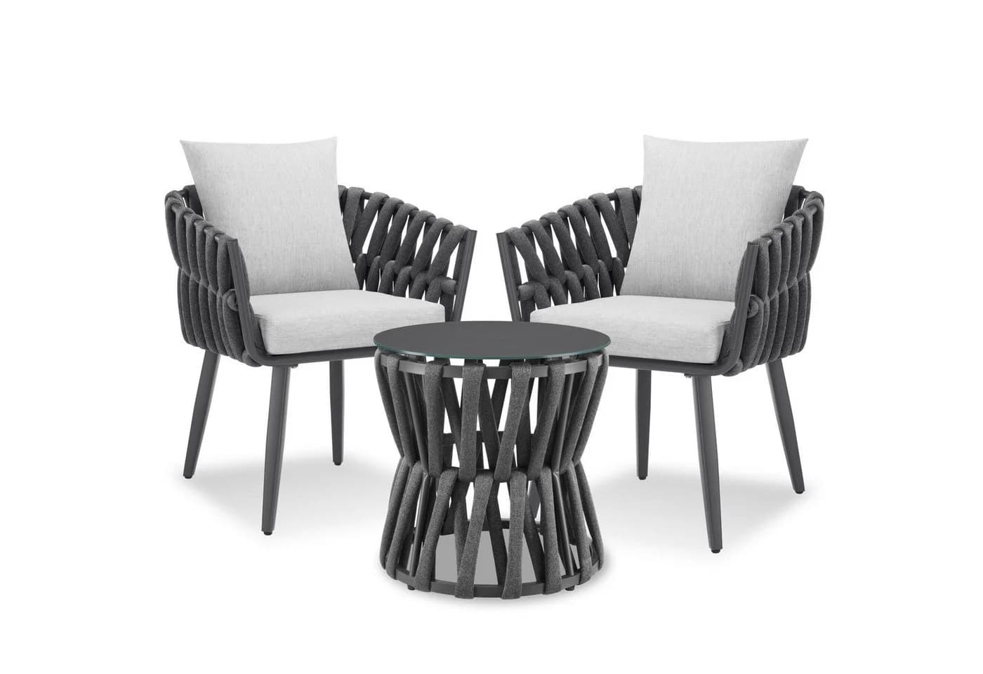 tectake Gartenlounge-Set 3-tlg. Anthrazit Aluminium mit Glasplatte - Bild 3