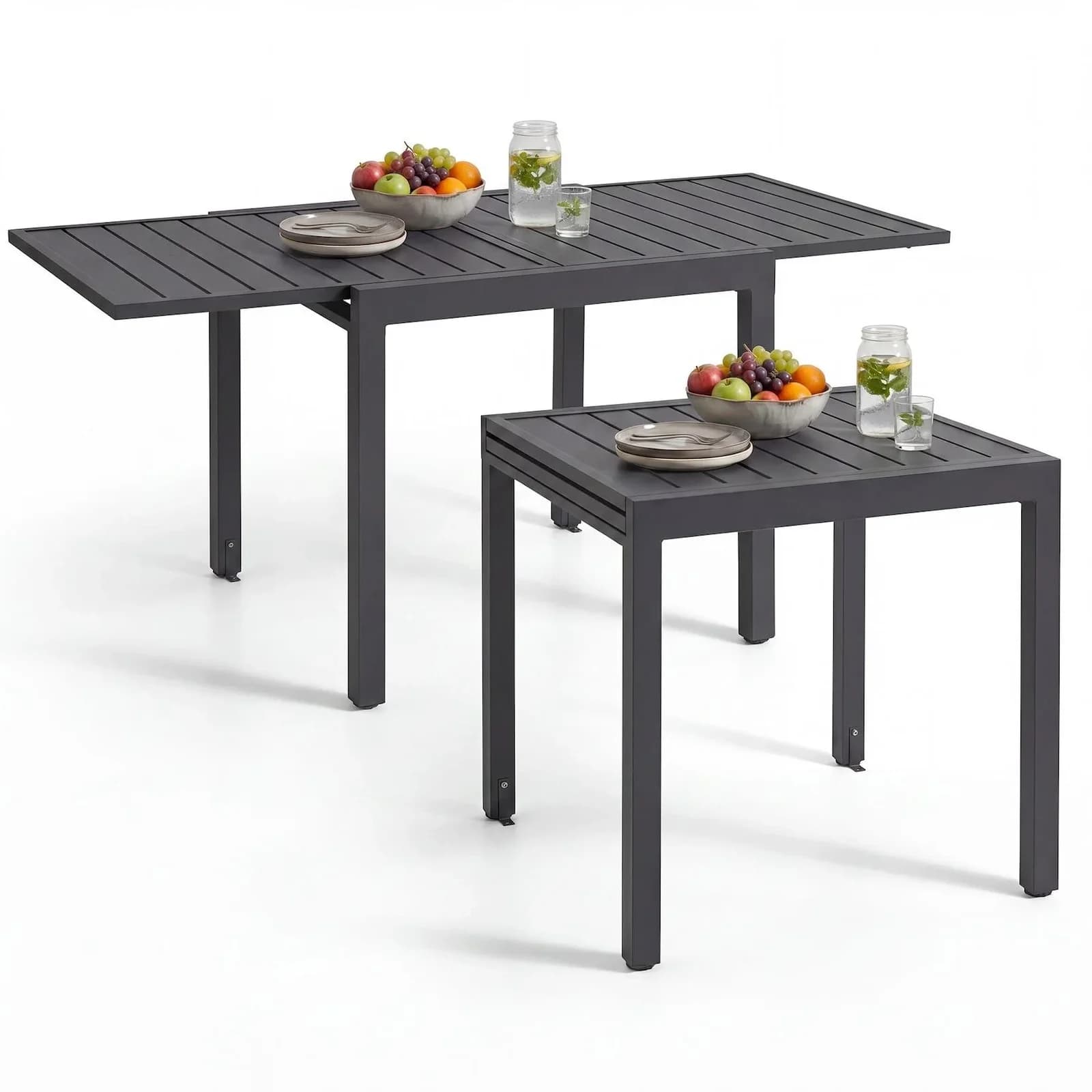 TecTake Aluminium-Gartentisch Campos Ausziehbar Lamellenoptik