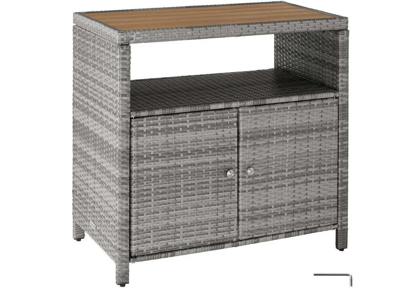 TECTAKE Gartenschrank Monscia WPC-Polyrattan Grau Wetterfest - Bild 2