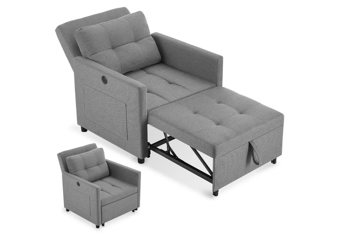 TECTAKE Relaxsessel Toyama Grau 3in1 Funktionssessel mit USB-Anschlüssen - Bild 2