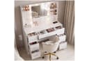 TECTAKE Schminktisch Charlotte mit LED-Spiegel, 7 Schubladen & Ladestation Bild 2