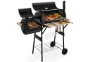TECTAKE Holzkohlegrill Smoker 2in1 Schwarz mit Thermometer Bild 3