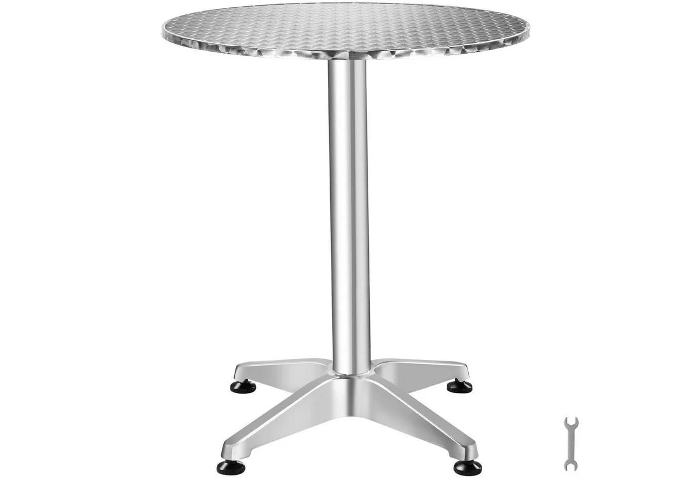 tectake Bistrotisch Frederic Höhenverstellbar Aluminium Zementsockel Silber - Bild 2