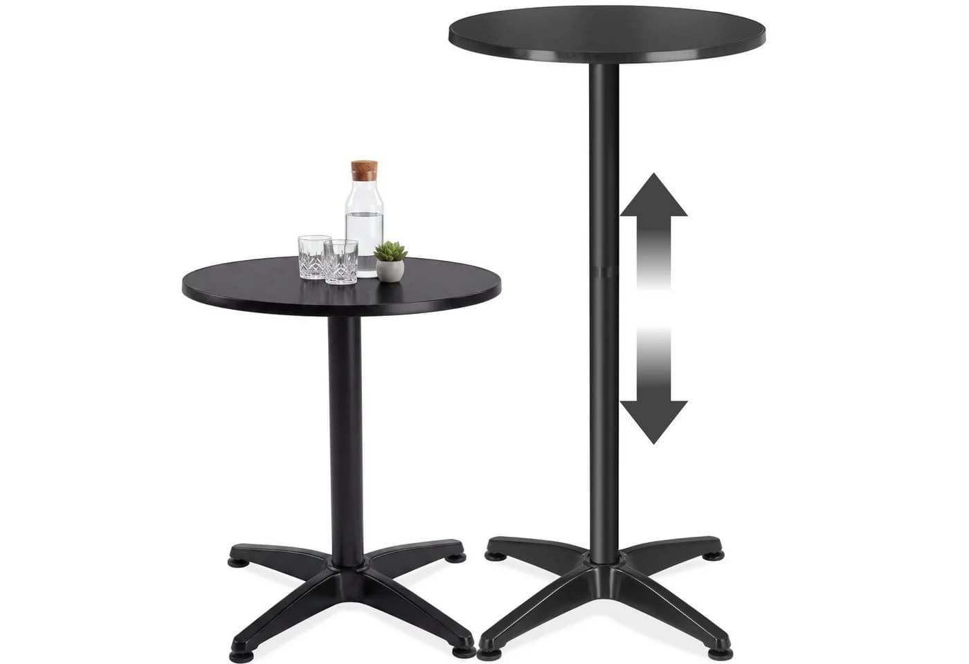 TECTAKE Bistrotisch Frederic Höhenverstellbar Schwarz Aluminium - Bild 2