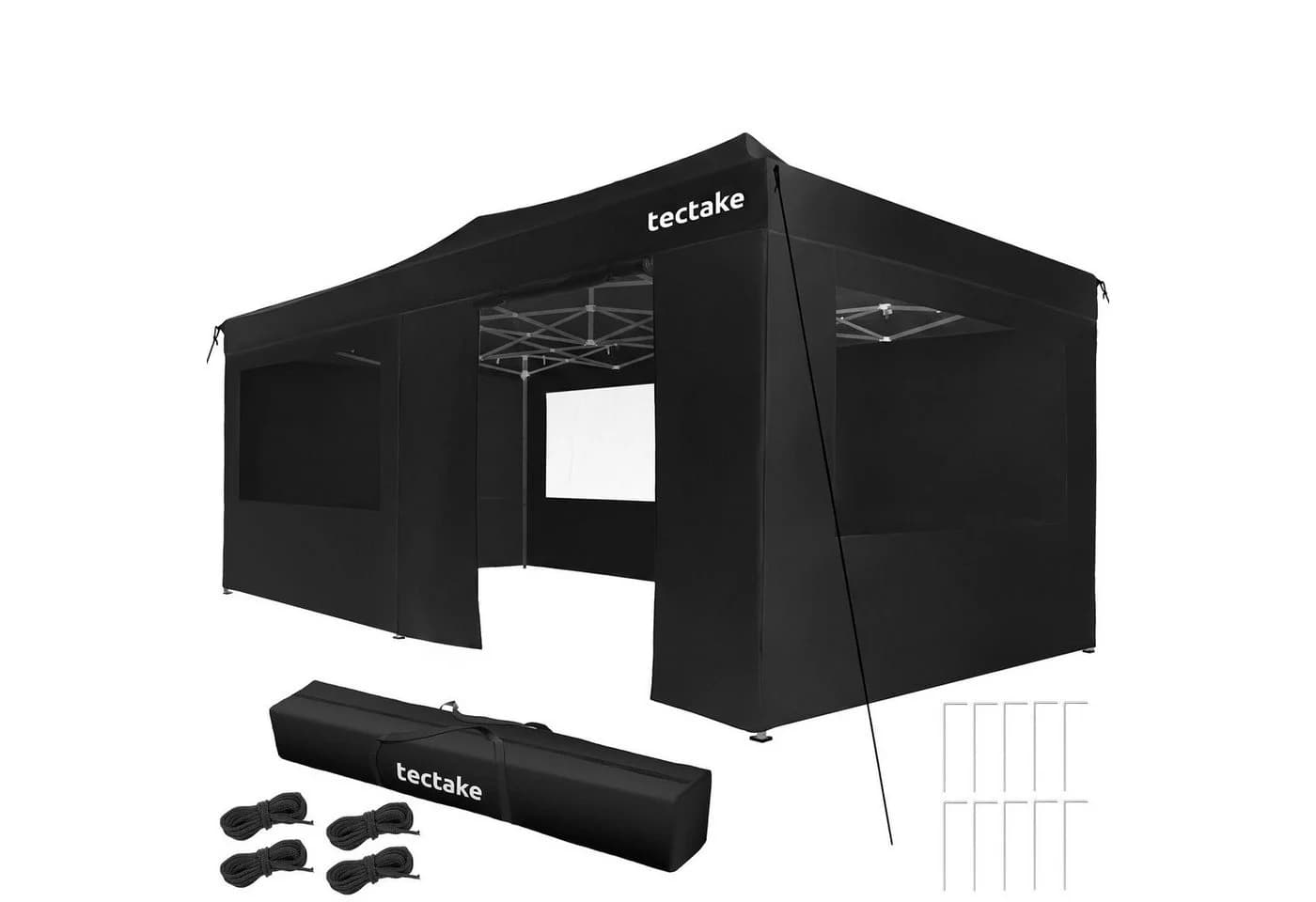 tectake Faltpavillon 6x3m Aluminium Schwarz Grau - Bild 2